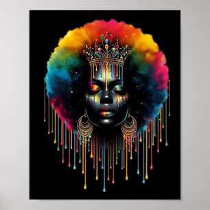 Colourful Black Queen Afro Melanin Dripping Junete Poster