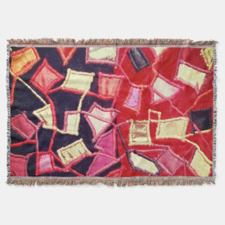 Colourful Black Red Gold Stained Glass Look Luxury Throw Blanket