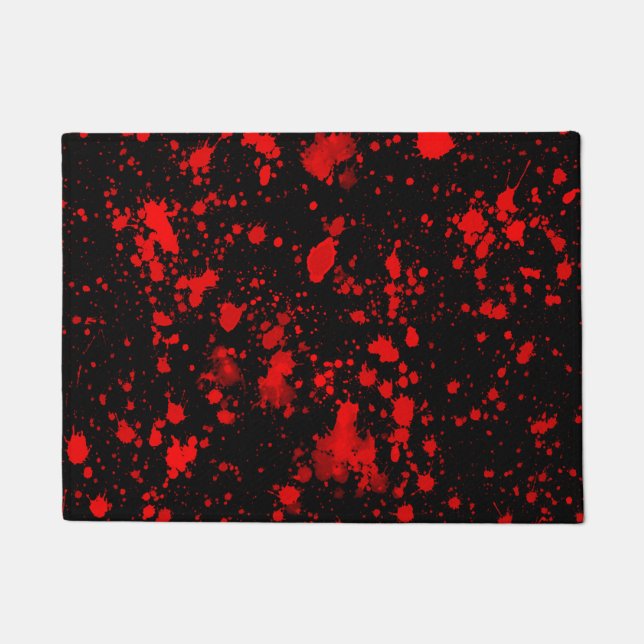 Colourful Black Red Paint Splatter Artistic Splash Doormat (Front)