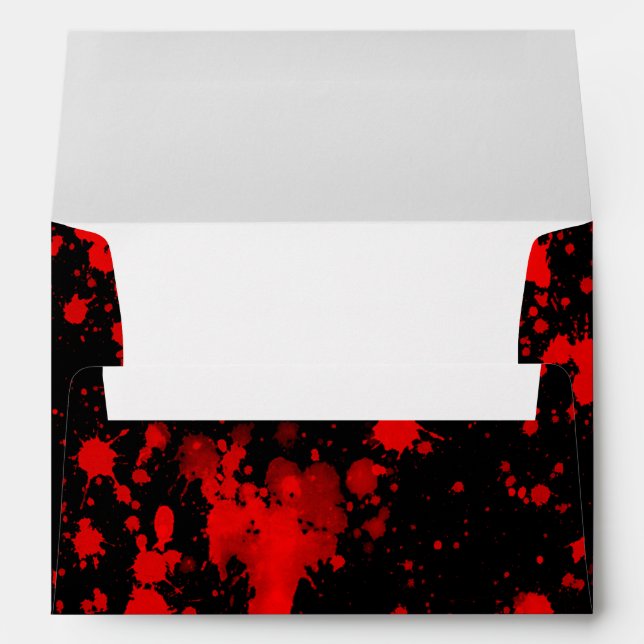 Colourful Black Red Paint Splatter Artistic Splash Envelope (Back (Bottom))