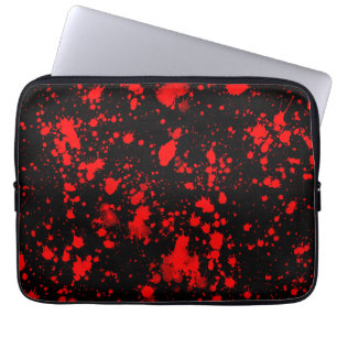 Colourful Black Red Paint Splatter Artistic Splash Laptop Sleeve