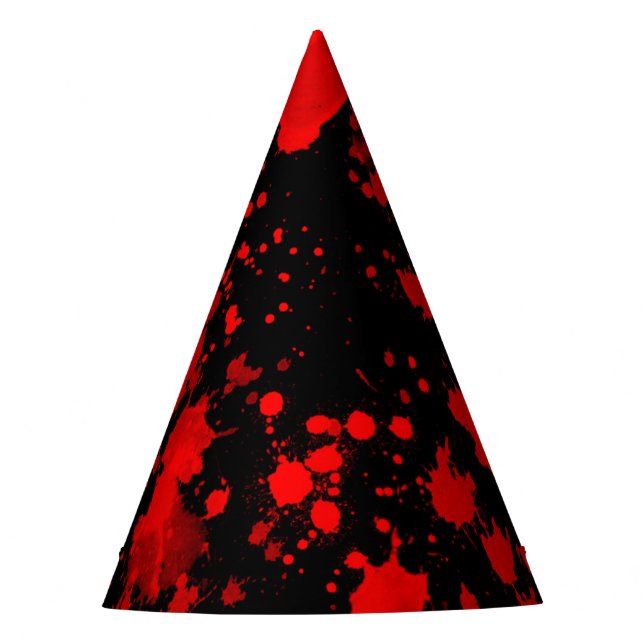 Colourful Black Red Paint Splatter Artistic Splash Party Hat (Front)