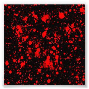 Colourful Black Red Paint Splatter Artistic Splash Photo Print