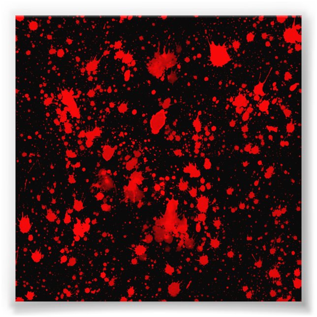 Colourful Black Red Paint Splatter Artistic Splash Photo Print (Front)