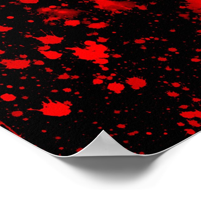 Colourful Black Red Paint Splatter Artistic Splash Poster (Corner)