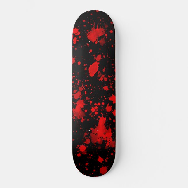 Colourful Black Red Paint Splatter Artistic Splash Skateboard (Front)