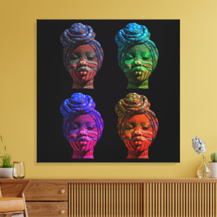 Colourful Black Women Stretched Canvas Print
