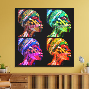 Colourful Black Women Stretched Canvas Print