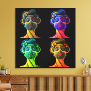 Colourful Black Women Stretched Canvas Print