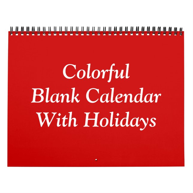 Colourful Blank Calendar With Holidays (Cover)