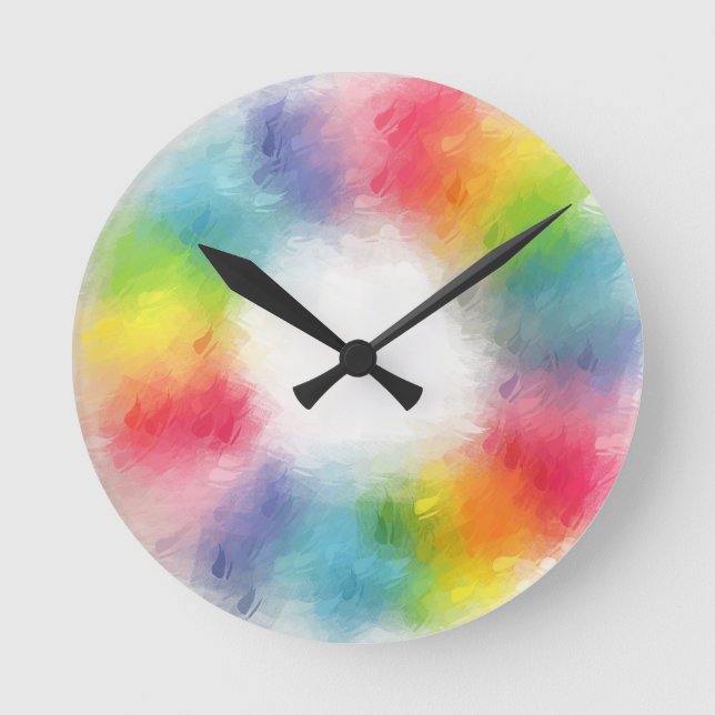 Colourful Blank Template Abstract Rainbow Colours Round Clock (Front)