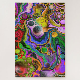 Colourful Blast Fluid Art Digital Pour Painting Jigsaw Puzzle