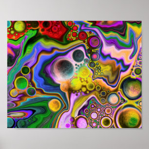 Colourful Blast Fluid Art Digital Pour Painting    Poster