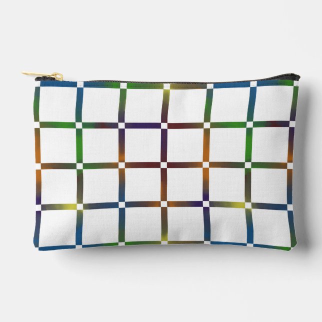 Colourful Blended Rainbow Grid with Negative Space Accessory Pouch (Front)