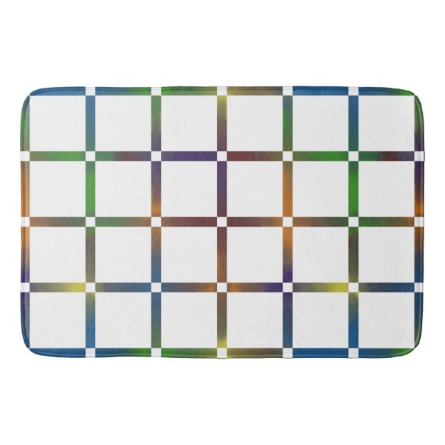 Colourful Blended Rainbow Grid with Negative Space Bath Mat (Front)