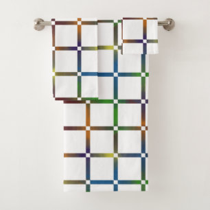 Colourful Blended Rainbow Grid with Negative Space Bath Towel Set