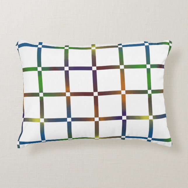 Colourful Blended Rainbow Grid with Negative Space Decorative Cushion (Front)