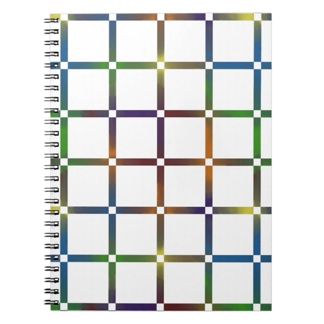 Colourful Blended Rainbow Grid with Negative Space Notebook (Front)