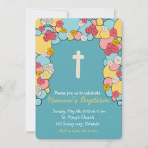 Colourful Blessing Baptism Christening Invitation