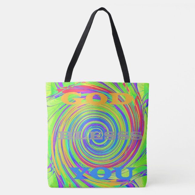 Colourful Blessings from Above | God Bless You   Tote Bag (Front)