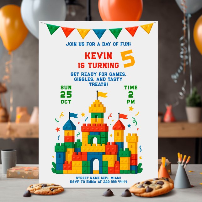 Colourful Block Castle Birthday Invitation (Creator Uploaded)