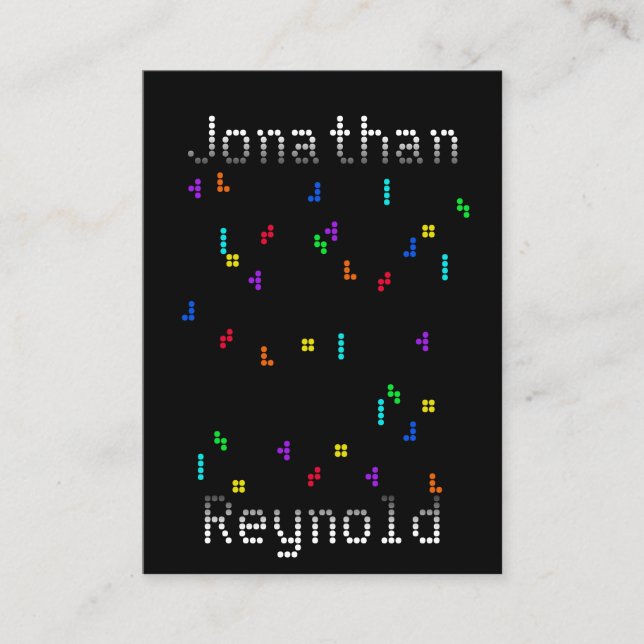 Colourful Block Puzzle Game Developer Designer Business Card (Front)