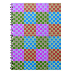 Colourful Block Style Chequerboard Spiral Notebook