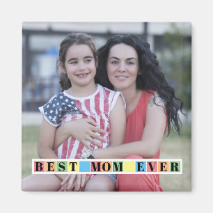 Colourful blocks Best MOM Ever photo  Magnet
