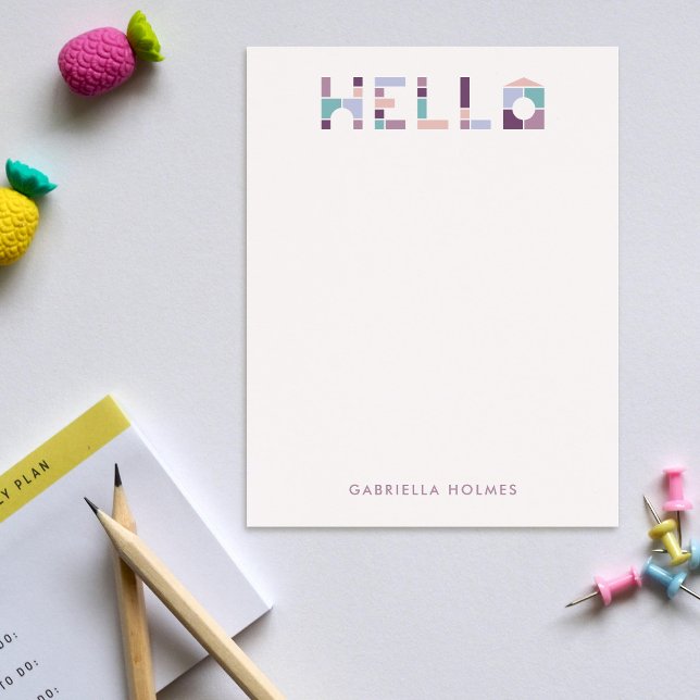 Colourful Blocks Hello Children's Stationery Card (Creator Uploaded)