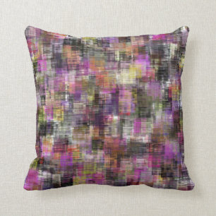 Colourful Blocks Pink To Black Cushion
