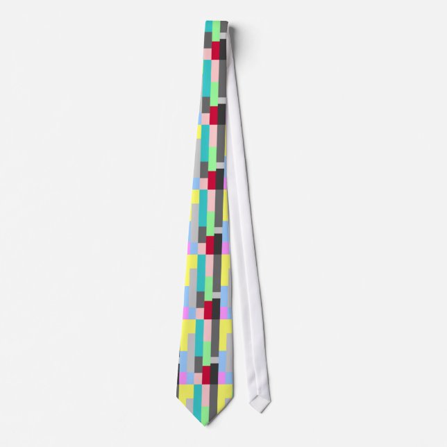 Colourful Blocks Striped Tie (Front)