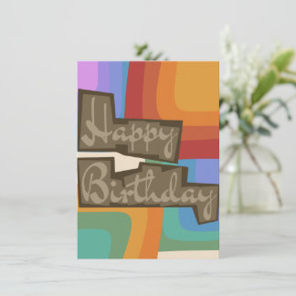 Colourful blocky 70s birthday card
