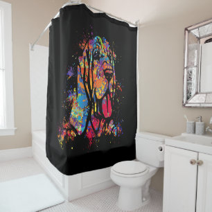 Colourful Bloodhound Portrait Shower Curtain
