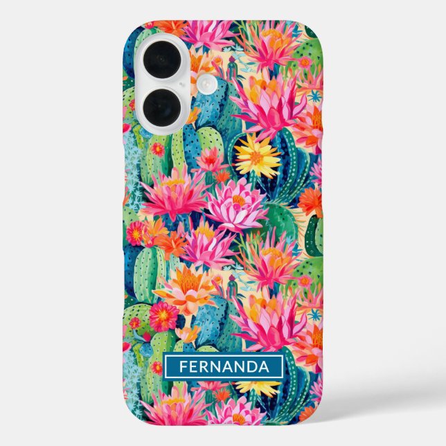 Colourful Blooming Cacti Personalised Case-Mate iPhone Case (Back)
