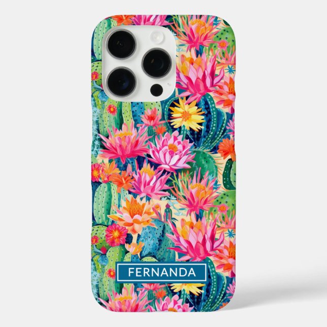 Colourful Blooming Cacti Personalised Case-Mate iPhone Case (Back)