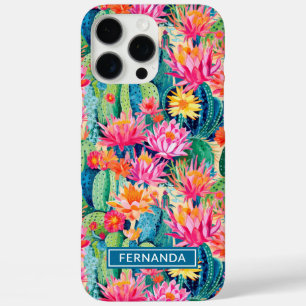 Colourful Blooming Cacti Personalised iPhone 16 Pro Max Case