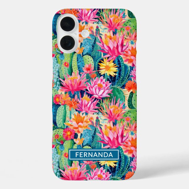 Colourful Blooming Cacti Personalised Case-Mate iPhone Case (Back)