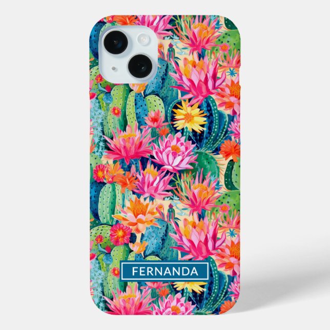Colourful Blooming Cacti Personalised Case-Mate iPhone Case (Back)
