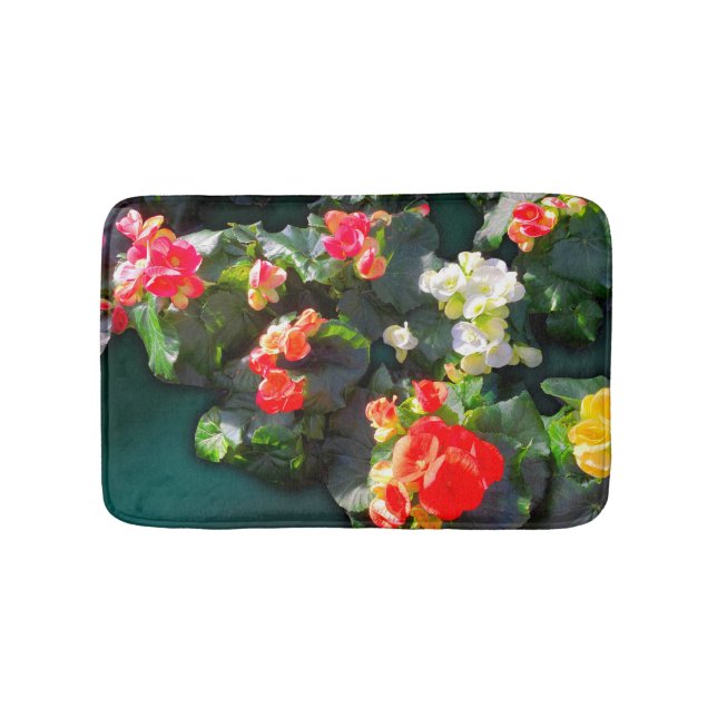 Colourful Blooming Flowers Bath Mat (Front)