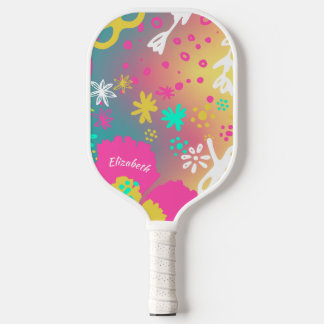 Colourful Blooming Flowers Tote Bag Pickleball Paddle