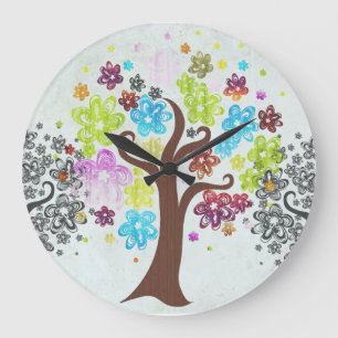 Colourful Blooming Trees Wall Clock