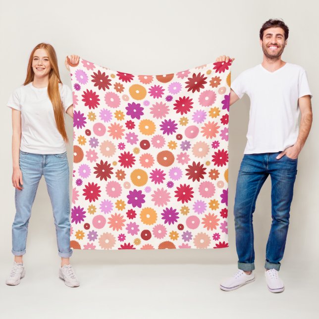 Colourful Blooms Big Pattern Fleece Blanket (In Situ)
