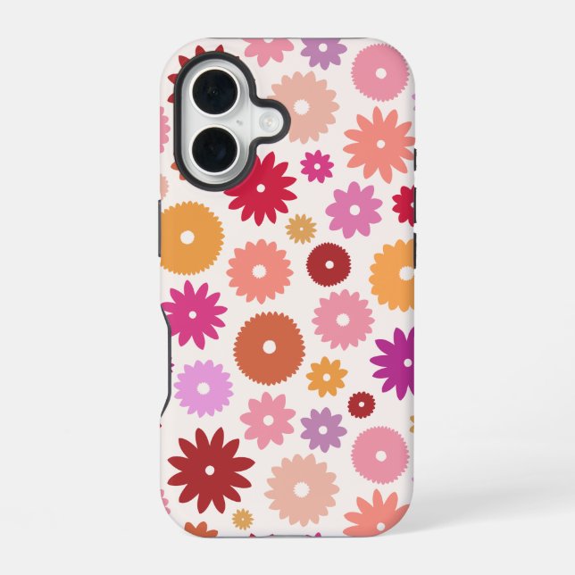 Colourful Blooms Big Pattern iPhone 16 Case (Back)