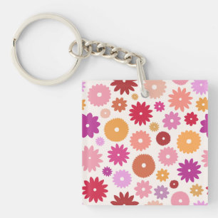 Colourful Blooms Big Pattern Key Ring