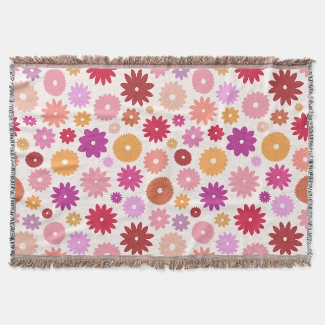 Colourful Blooms Big Pattern Throw Blanket (Front)