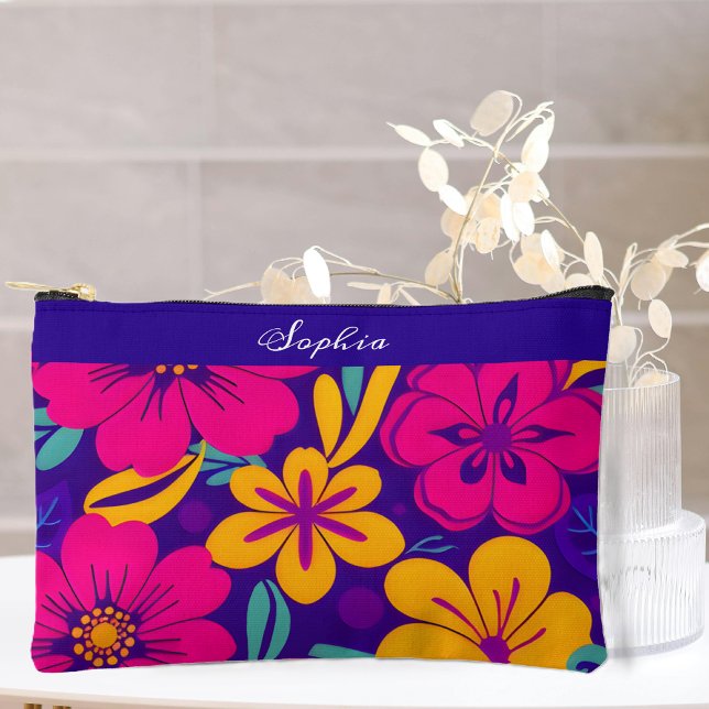 Colourful Blooms-Dopamine Style-Retro Flowers Accessory Pouch (Colorful Blooms-Dopamine Style- Small Pouch)