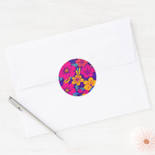 Colourful Blooms-Dopamine Style-Retro Flowers Classic Round Sticker