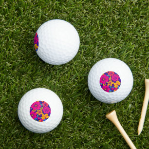 Colourful Blooms-Dopamine Style-Retro Flowers Golf Balls