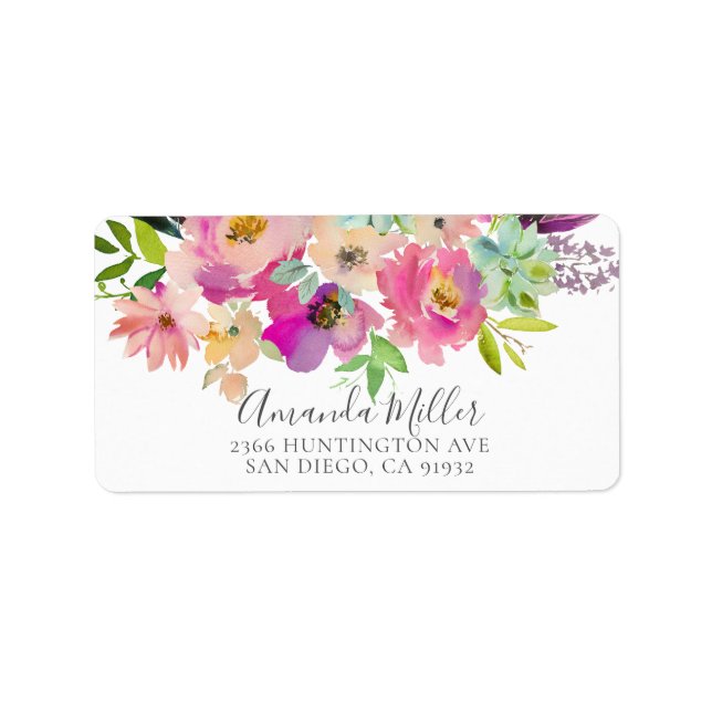 Colourful Blooms Floral Return Address Label (Front)