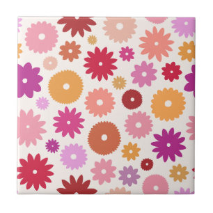 Colourful Blooms Pattern Ceramic Tile